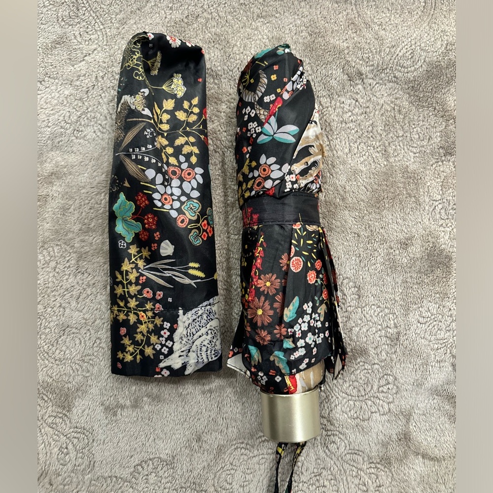 Brand New Floral Patterned Black Umbrella